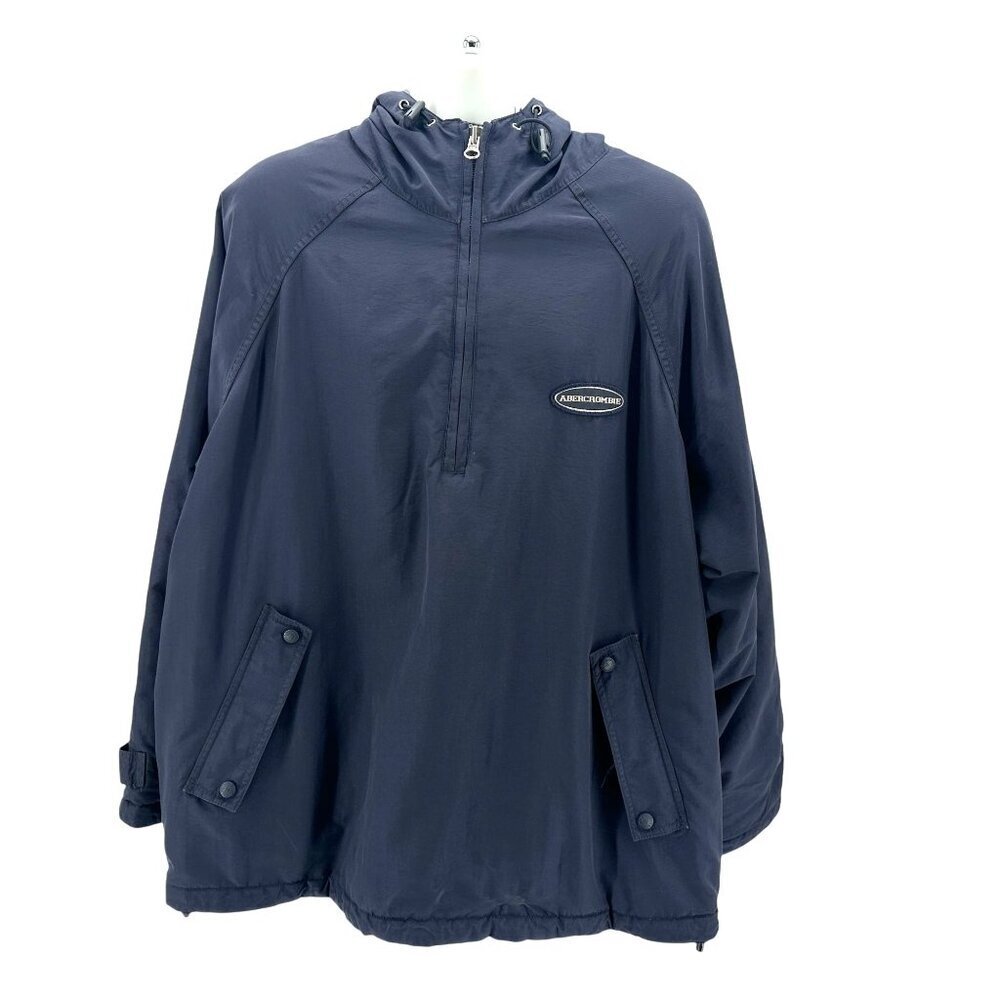 Vintage Abercrombie & Fitch Mens Large Jacket Anorak Fleece Lined Hooded Nylon